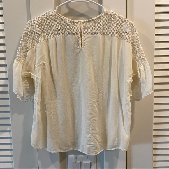 H&M cream short sleeve blouse with ruffle sleeves size 2 - Picture 3 of 5